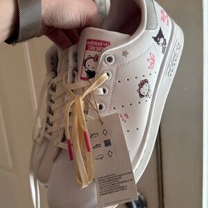Adidas Stan Smith White Sneakers with Pink Hello Kitty Design